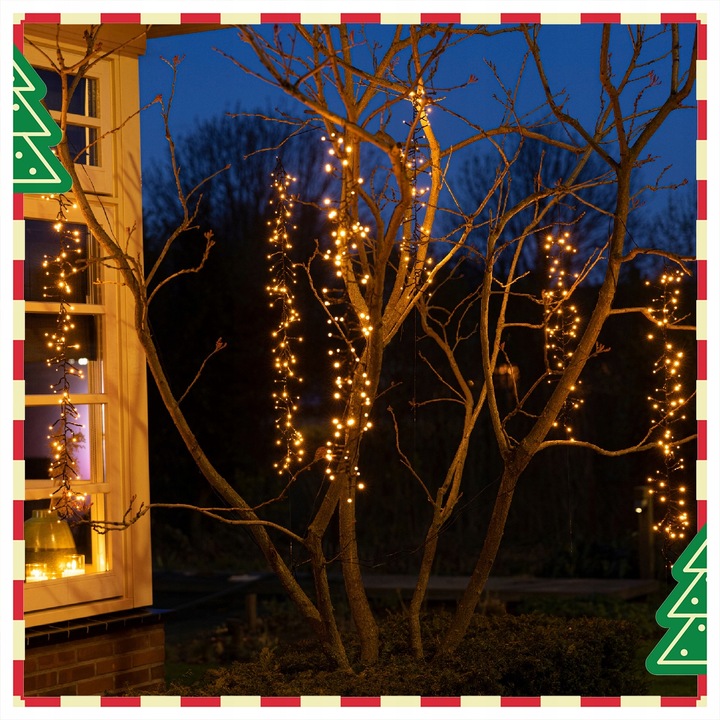 Kaskada świetlna 480LED Oświetlenie Świąteczne na Drzewa Ciepły złoty