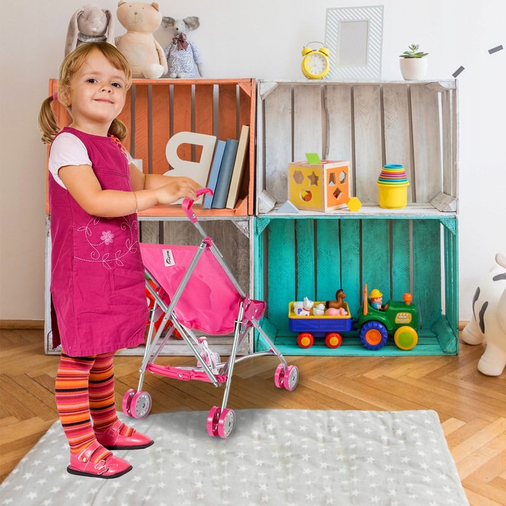 WÓZEK DLA LALEK SPACERÓWKA PARASOLKA JEDNOROŻEC LEKKI SKŁADANY SPACEROWY