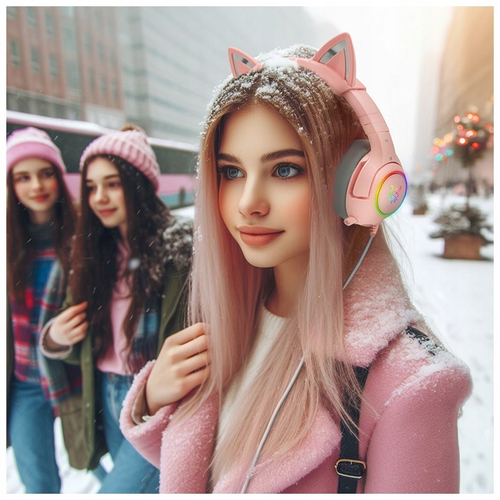 ONIKUMA K9 KOCIE USZY SŁUCHAWKI GAMINGOWE NAUSZNE PRZEWODOWE Z MIKROFONEM