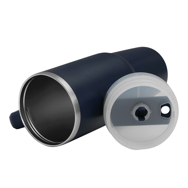 KUBEK TERMICZNY Z UCHWYTEM I SŁOMKĄ 900 ML DO AUTA Szczelny Stal Nierdzewna