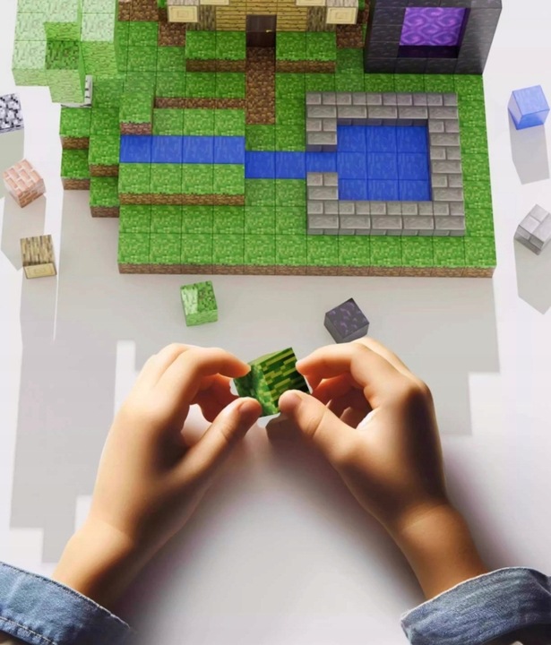 KLOCKI MAGNETYCZNE SZEŚCIANY ZESTAW 200 KLOCKÓW + 4 LUDZIKI KLOCKI PIKSELE