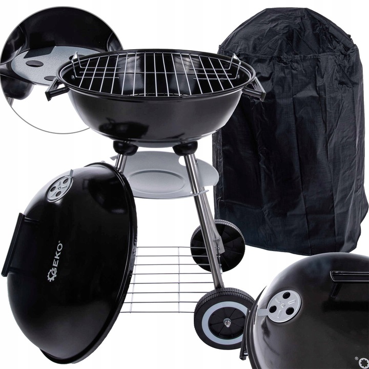 Grill węglowy okrągły z pokrywą i pokrowcem 39cm