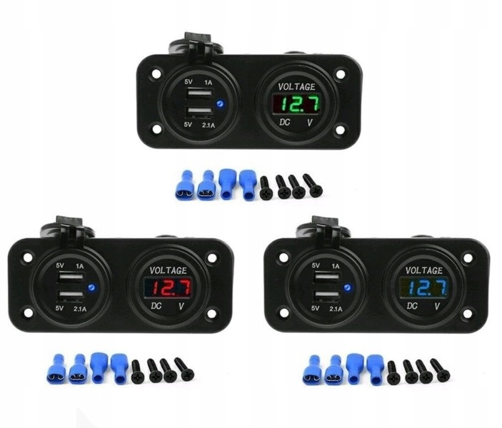 SAMOCHÓD WOLTOMIERZ ŁADOWARKA 2x USB 2A PANEL 2w1