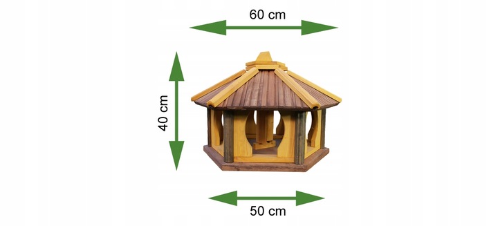 Duży Karmnik dla ptaków do stojaka drewno z wsypem KW62 antracyt-tik PL