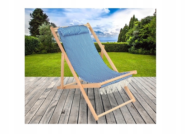 Leżak L66L drewno błękity i granat