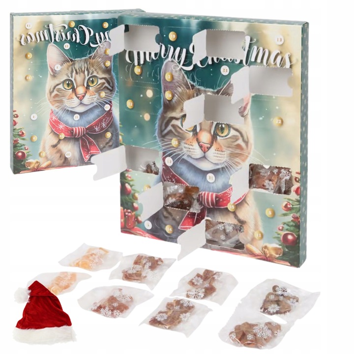 KALENDARZ ADWENTOWY 2024 DLA KOTA ZESTAW NA PREZENT PRZYSMAKI 24 DNI ŚWIĘTA