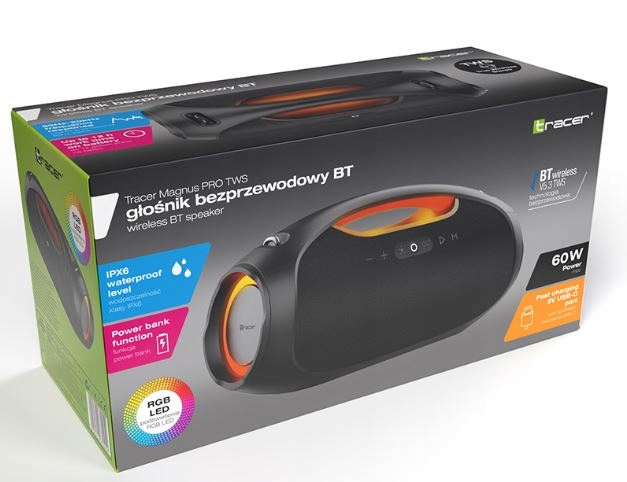 Głośnik bezprzewodowy TRACER Magnus PRO TWS Bluetooth Przenośny Czarny