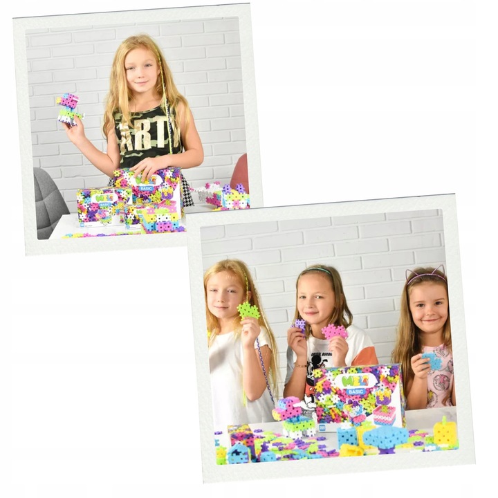 KLOCKI KONSTRUKCYJNE WAFLE MELI Basic Pink 300 El PASTELOWE RÓŻ PUZZLE 3D