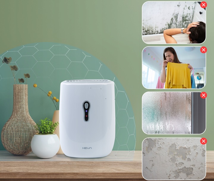 Pochłaniacz wilgoci osuszacz powietrza HEVA DUX cichy wydajny 800 ml LED