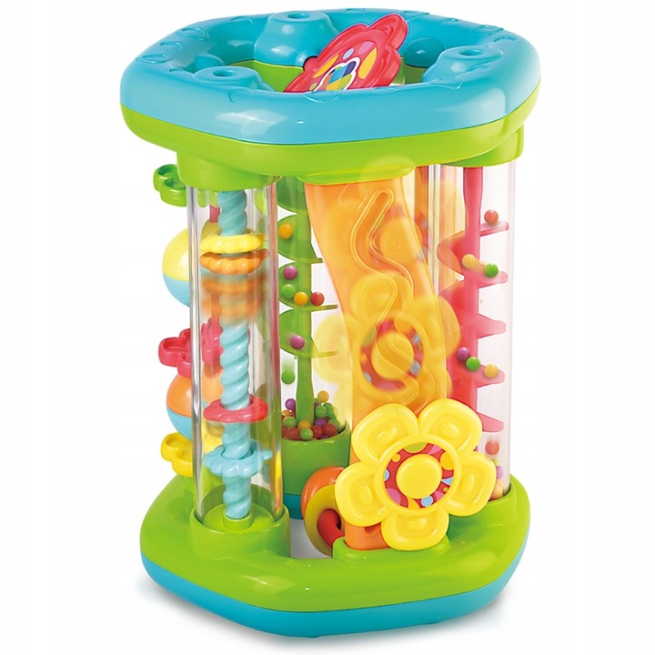 Dumel ROLER zabawka do NAUKI raczkowania RUCHOME ELEMENTY 6m + GRZECHOTKA