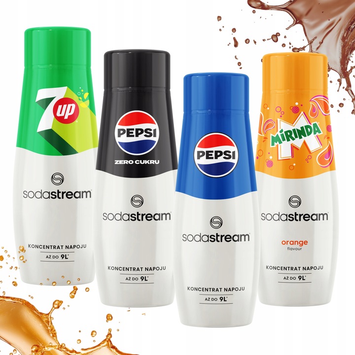 4x Syrop 7Up Pepsi Mirinda Pepsi Max Sodastream do saturatora wody 440ml