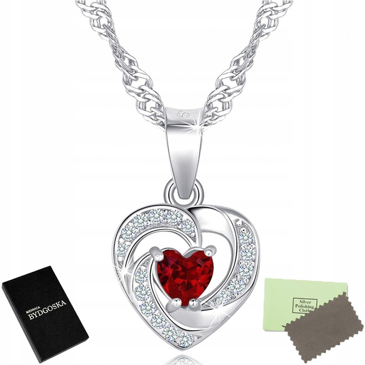 Naszyjnik srebrny 925 łańcuszek z zawieszką serce naszyjnik srebro damski