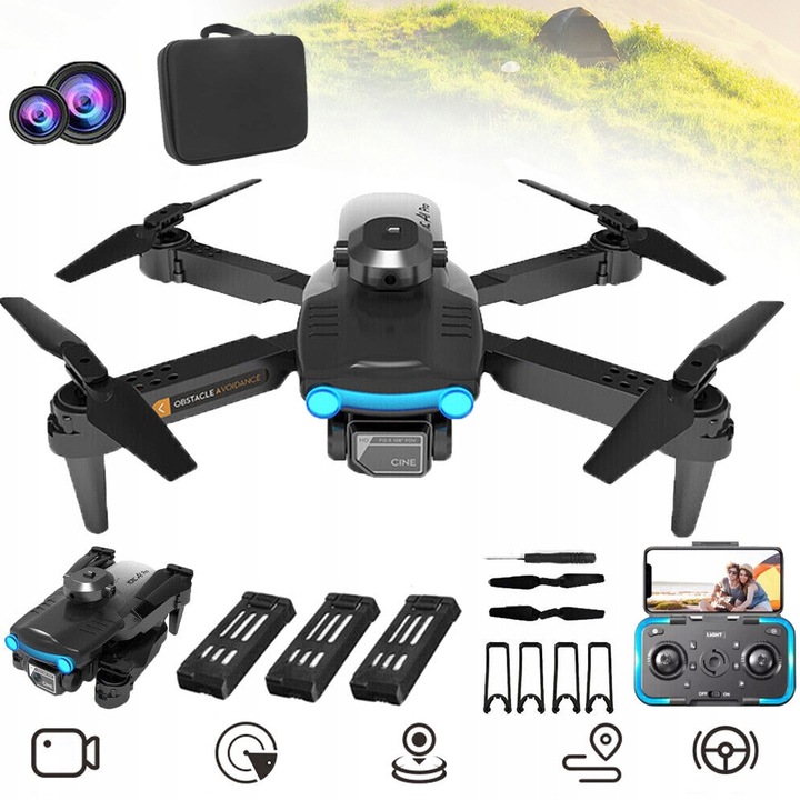 DRON Z KAMERĄ 4K DLA DOROSŁYCH 360° OMIJANIE PRZESZKÓD WIFI SKŁADANY DRON
