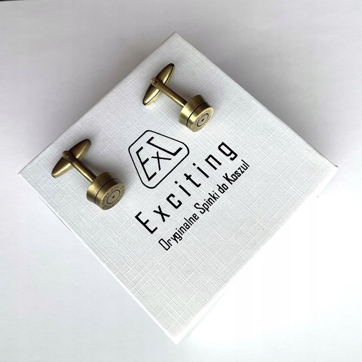 Spinki do mankietów EXC Nabój Naboje Łuski Shot Gun dla myśliwego żołnierza