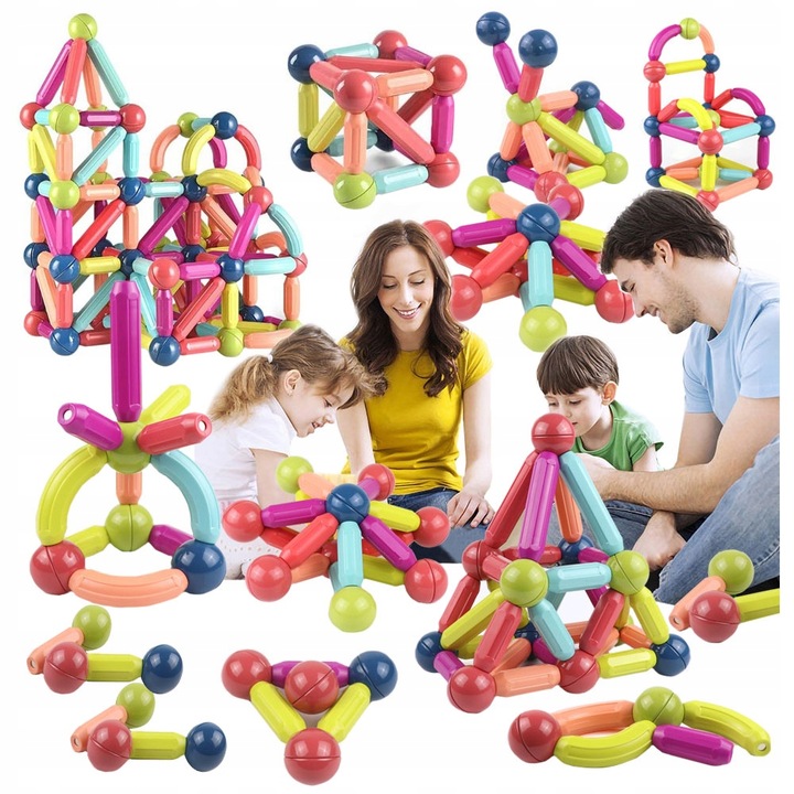 KLOCKI MAGNETYCZNE KONSTRUKCYJNE EDUKACYJNE MAGNETIC STICKS DLA DZIECI 98EL