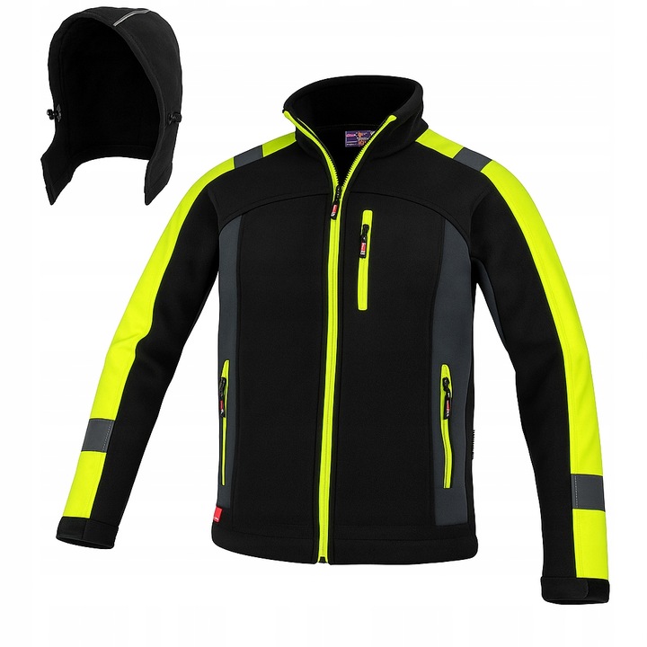 KURTKA ROBOCZA softshell roboczy ODBLASKOWA ostrzegawcza z kapturem