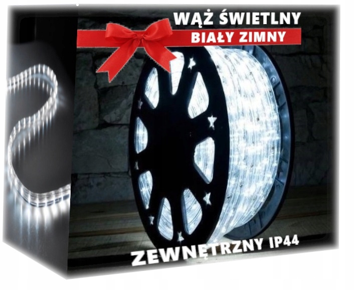 WĄŻ Świetlny 50m LED LAMPKI CHOINKOWE BIAŁY ZIMNY