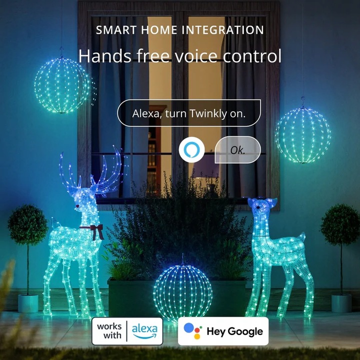 Ozdobna kula z diodami Twinkly 3D Sphere, 43cm, 210 LED, RGB+W, IP44