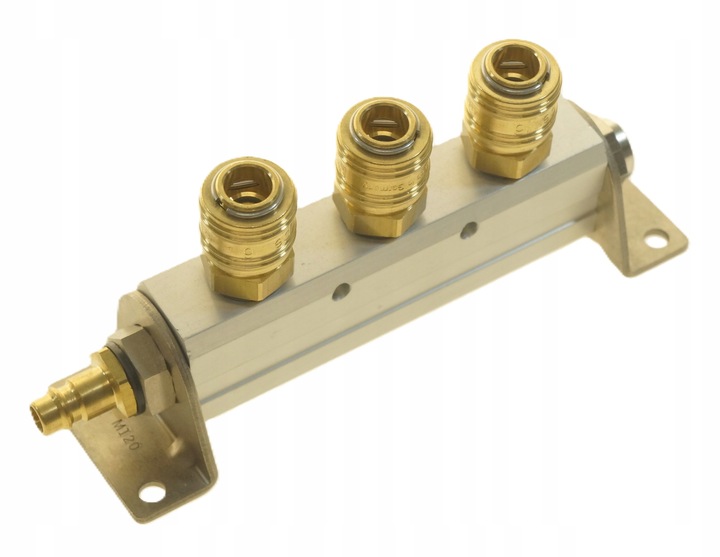 ROZDZIELACZ POWIETRZA Z UCHWYTEM 3 x SZYBKOZŁĄCZKA 3/8 TYP 26, WTYK RQS