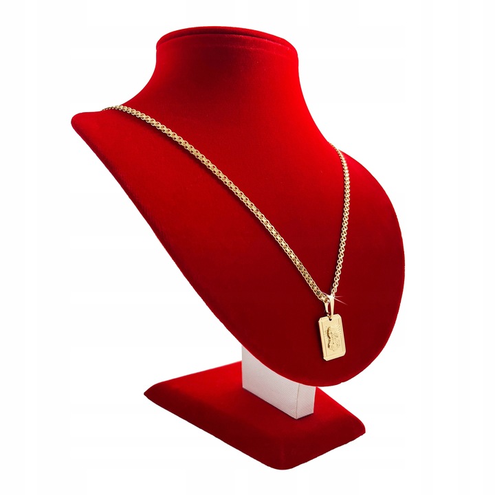 ZŁOTY ŁAŃCUSZEK Z MEDALIKIEM, SREBRO 925/585, DLA CHŁOPCA NA KOMUNIĘ+GRAWER