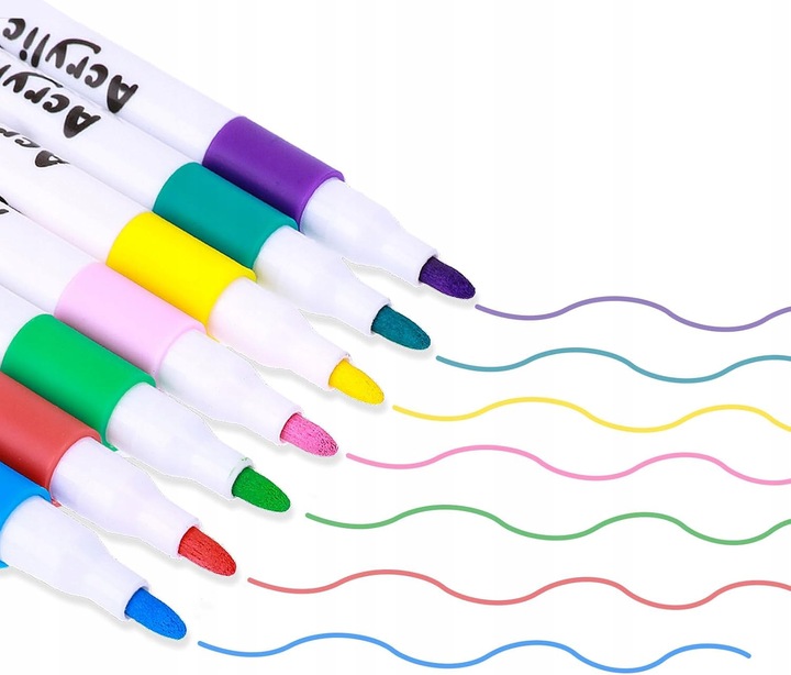 MARKERY AKRYLOWE 24 KOLORY PISAKI FLAMASTRY DO KAMIENI DREWNA TKANIN SZKŁA