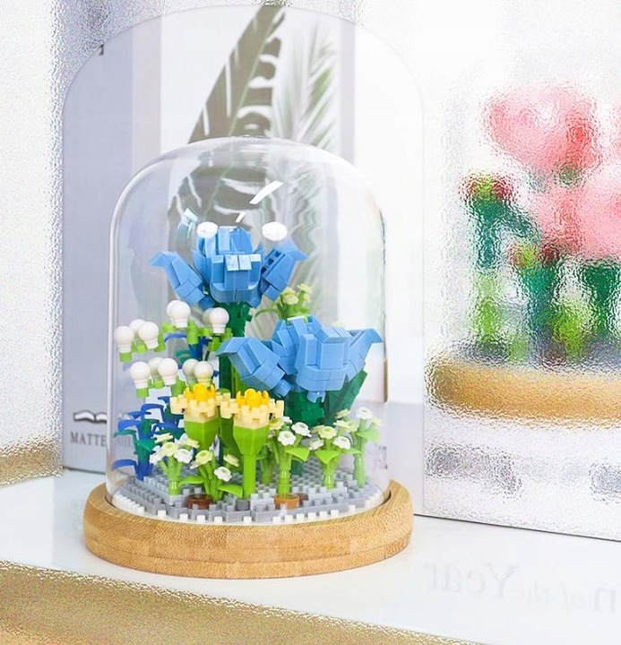 KLOCKI KWIATY KONSTRUKCYJNE ZESTAW NIEBIESKI 543 EL PREZENT WALENTYNKOWY