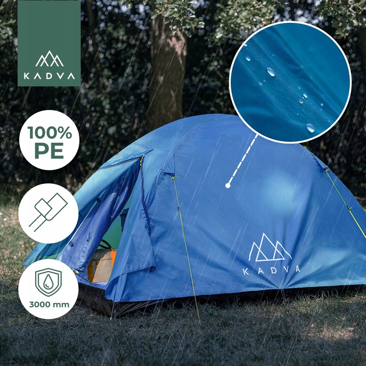Namiot kempingowy 2-osobowy KADVA Festa 2 niebieski OS KOPUŁOWA KONSTRUKCJA
