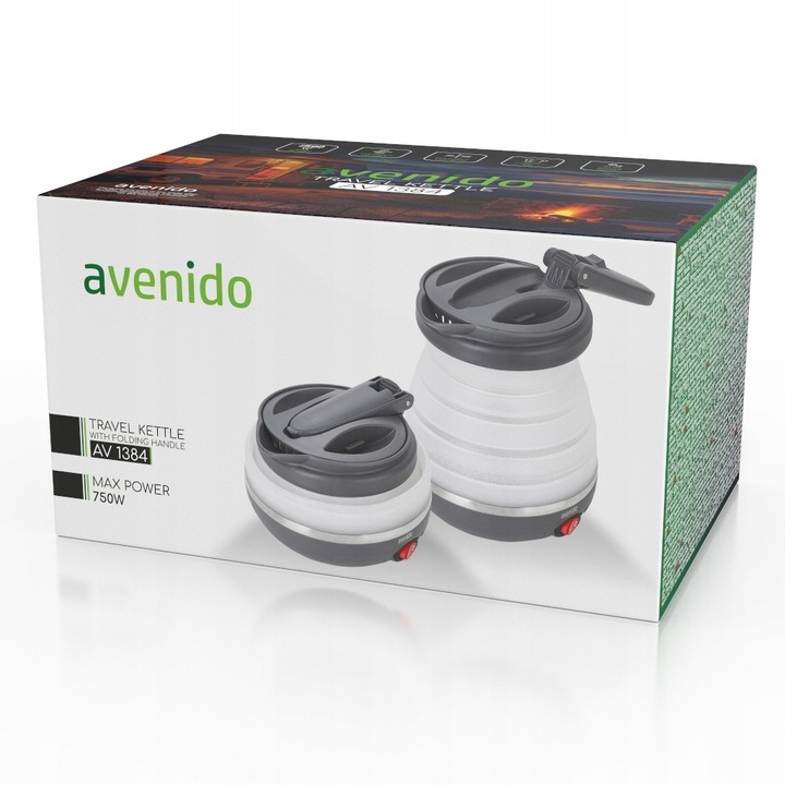 Czajnik Turystyczny Składany Silikonowy Szary AGD Drobne Do Kuchni 0,6L