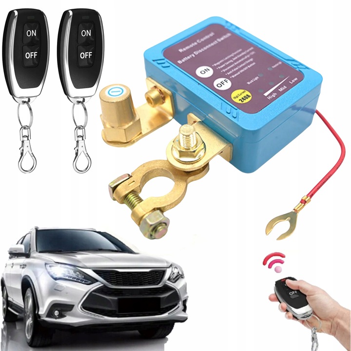 Zdalny automatyczny wyłącznik odłącznik akumulatora 12V 240A 2x pilot