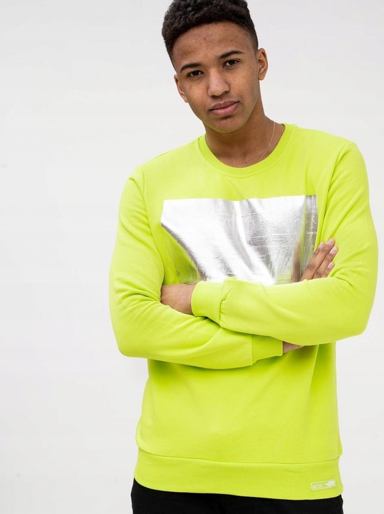 Męska Bluza Breezy Silver Panel Limonkowa XXL