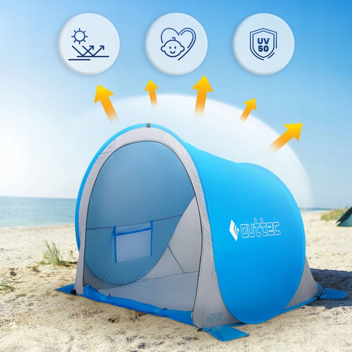 SAMOROZKŁADAJĄCY NAMIOT PLAŻOWY PARAWAN ZAMYKANY POP UP UV50 OUTTEC
