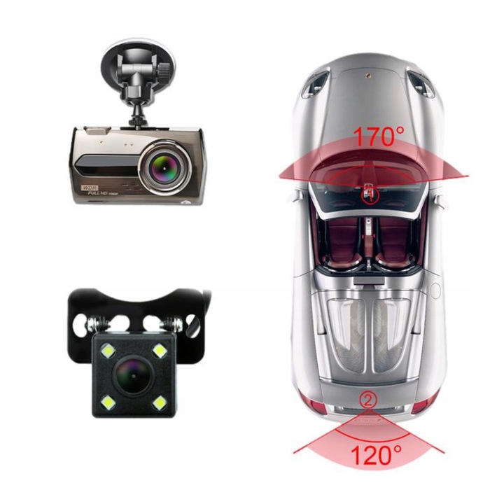 KAMERA REJESTRATOR JAZDY VIDEO PRZÓD I TYŁ FUUL HD