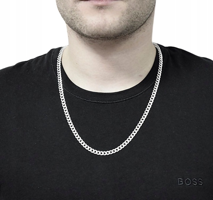 ŁAŃCUSZEK SREBRNY MĘSKI 925 NASZYJNIK PANCERKA SREBRO PEŁNE 5mm Grawer