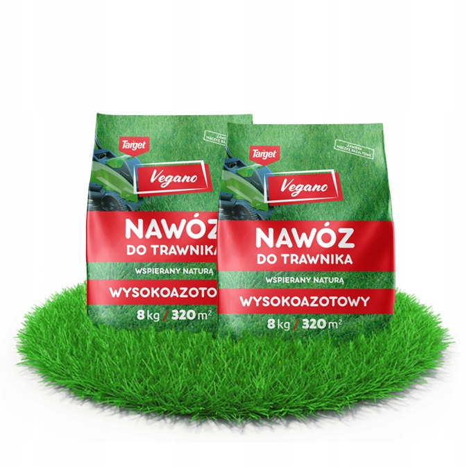 Wysokoazotowy nawóz do trawnika Vegano wspierany naturą 2x8 kg Target 16 kg