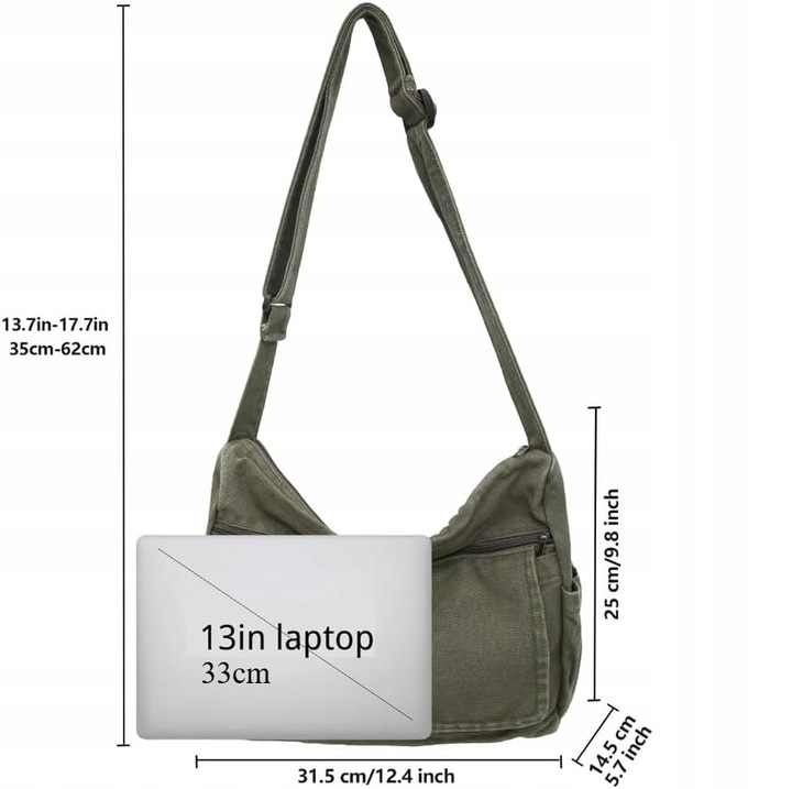 Canvas Crossbody Bag Messenger Bag dla kobiet i mężczyzn Vintage Tornister