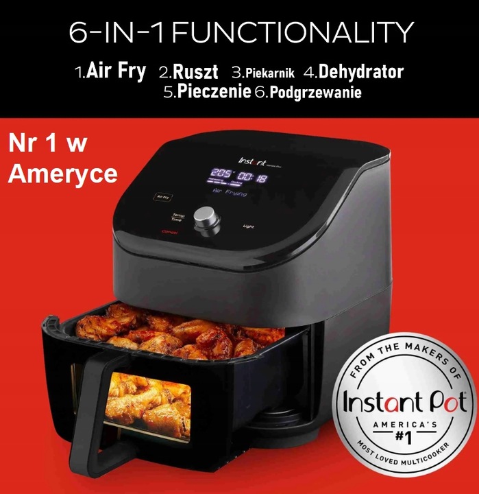 Instant Vortex Plus Clear Cook Air Fryer czarny frytkownica beztłuszczowa
