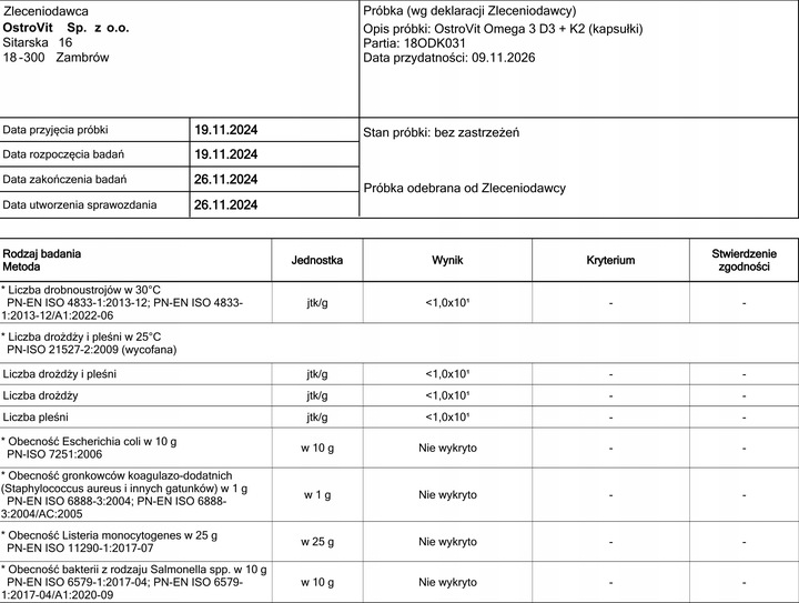 OstroVit Omega 3 D3+K2 90 caps KWASY TŁUSZCZOWE