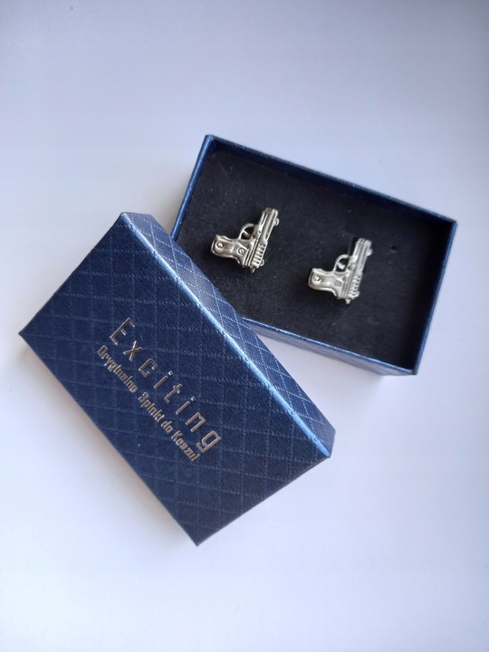 Spinki do mankietów EXC Pistolet Srebrny Stalowy