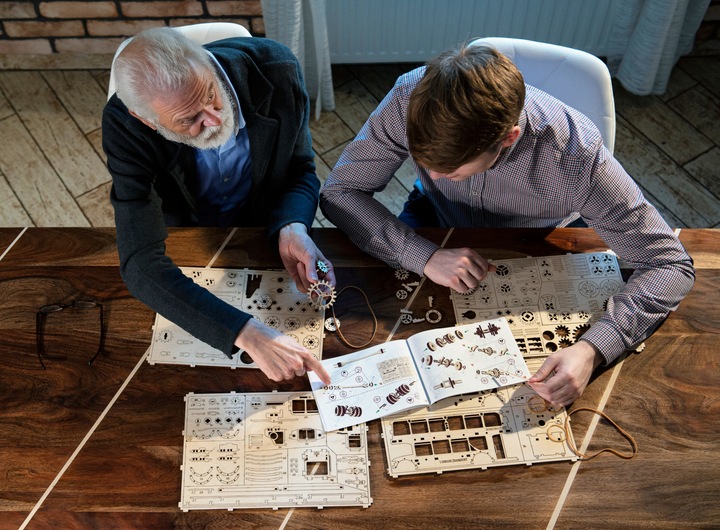 Drewniany Zegar Steampunk Wooden.City Puzzle 3D