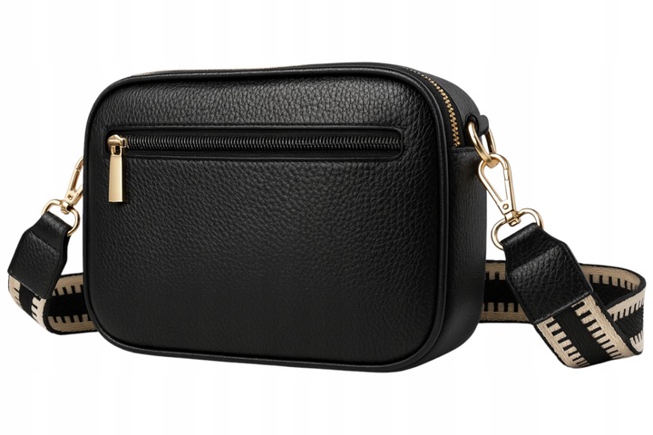 Torebka Damska Listonoszka Czarna, 3 Komory Skóra Eko Szeroki Wygodny Pasek