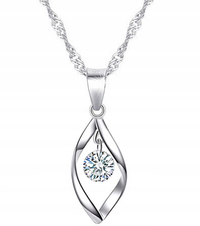 NASZYJNIK SREBRNY ŁAŃCUSZEK DAMSKI Z ZAWIESZKĄ SREBRO PRÓBA 925 ORYGINALNY