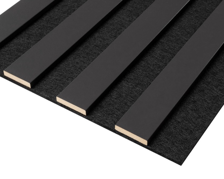 Lamele ścienne 54x260 cm, akustyczne na czarnym filcu - Antracyt 693