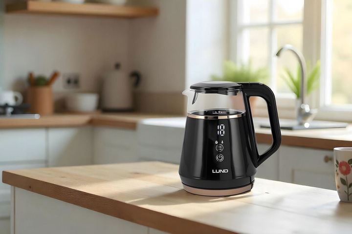 CZAJNIK ELEKTRYCZNY LUND 1100W 1L CZARNY Z REGULACJĄ TEMPERATURY 40-100°C