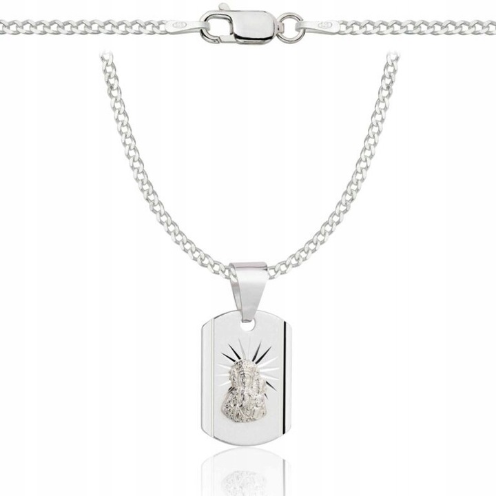 SREBRNY ŁAŃCUSZEK NA KOMUNIE Z MEDALIKIEM PR 925 GRAWER GRATIS KOMUNIJNY