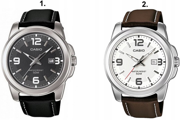 ZEGAREK MĘSKI CASIO MTP-1314 skórzany datownik + BOX +GRAWER