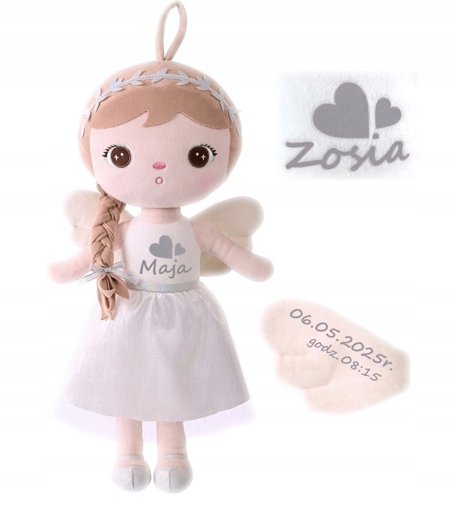 Prezent dla noworodka - LALKA Z METRYCZKĄ - Pamiątka na Chrzest - METOO 0+