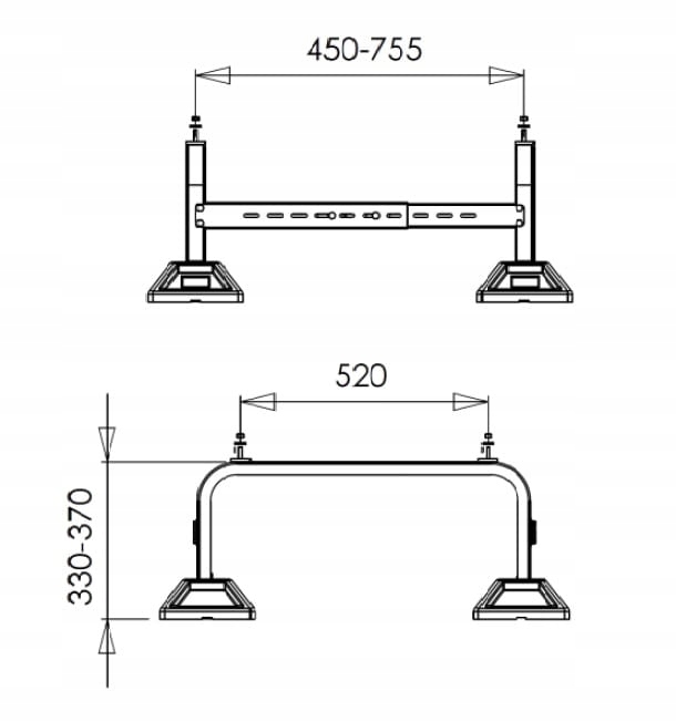 PODSTAWA REGULOWANA POD POMPĘ CIEPŁA 360 kg STOJAK FRAME FOOT FF-755