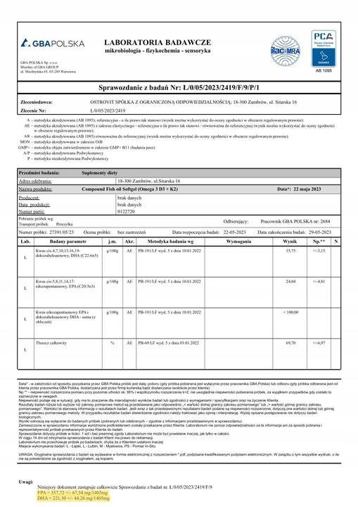 OstroVit Omega 3 D3+K2 90 caps KWASY TŁUSZCZOWE