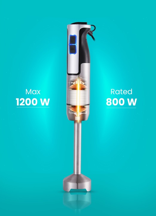 BLENDER WIELOFUNKCYJNY RĘCZNY ROZDRABNIACZ MOCNY 1200W Srebrny MIKSER