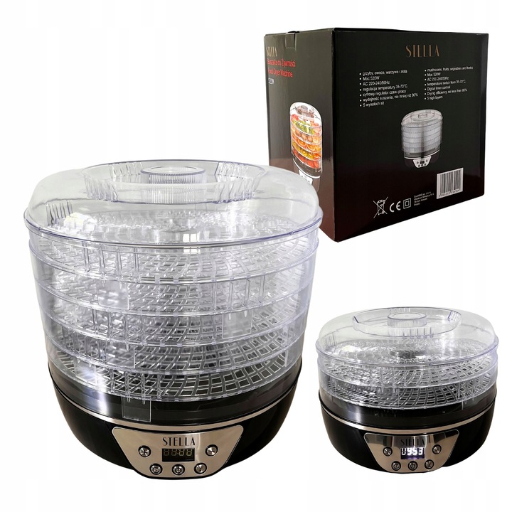 MOCNA SUSZARKA SPOŻYWCZA 520W DO GRZYBÓW OWOCÓW ZIÓŁ 5 SIT STELLA STSG-520